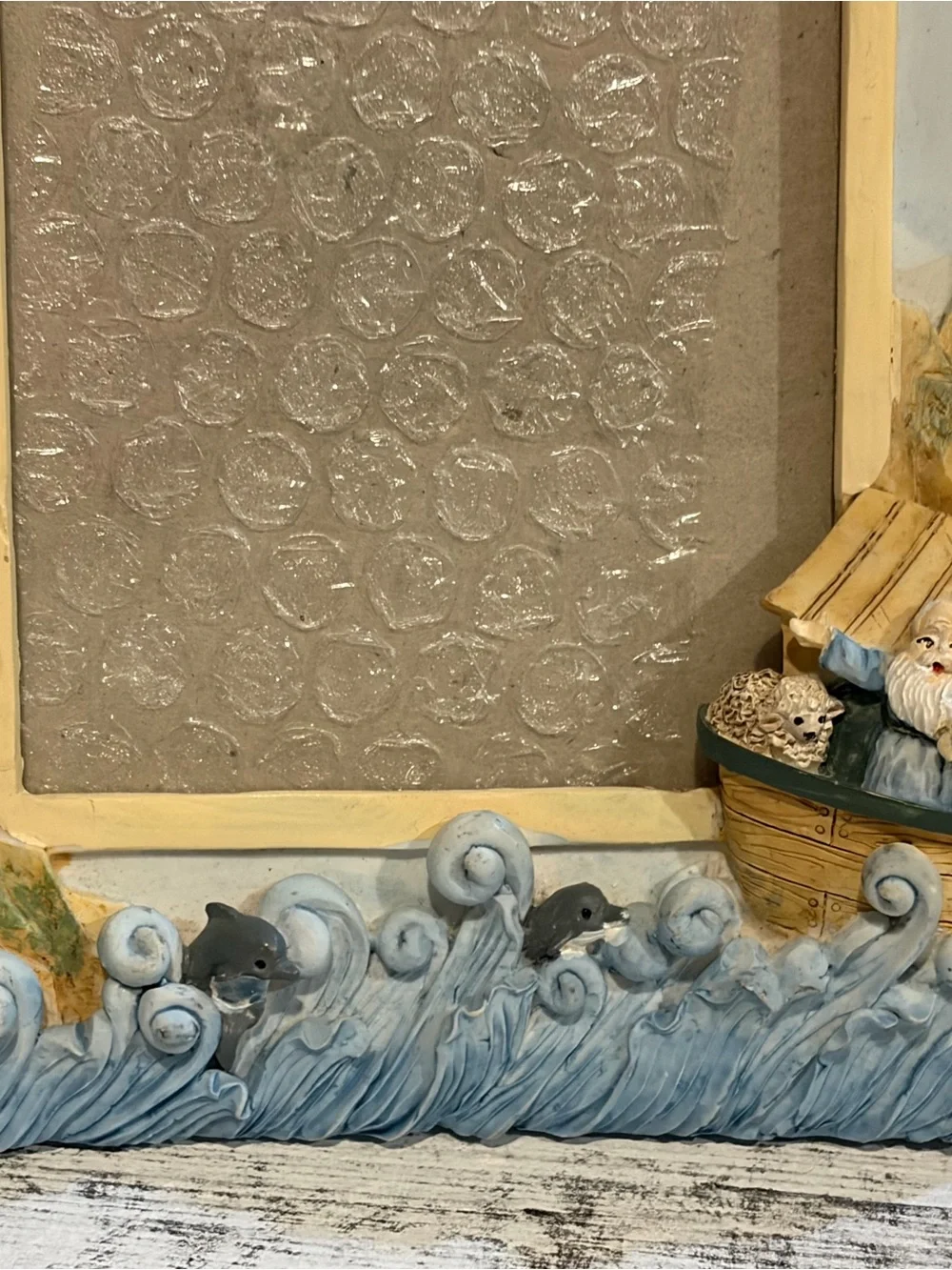 Whimsical Noah's Ark Decorative 3D Resin Photo Frame in Blue and Cream